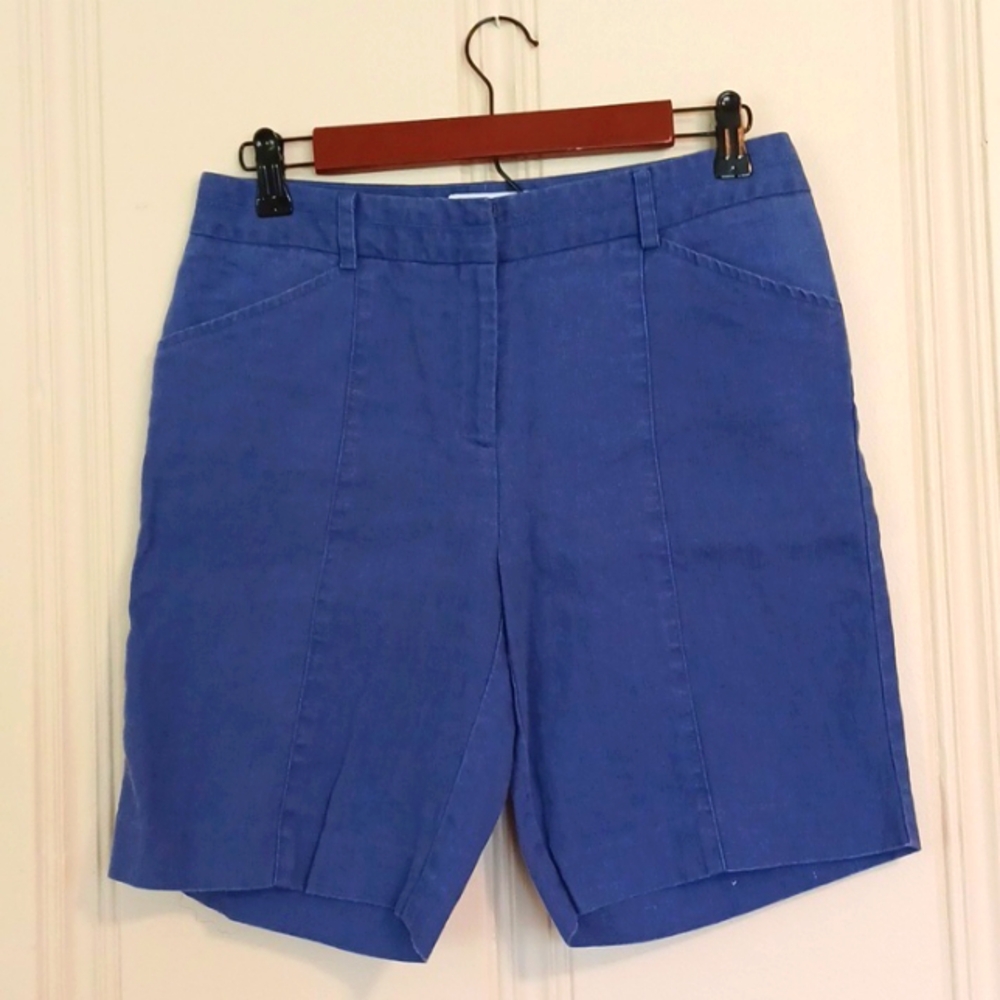 VtG. Elliott Lauren🐦 Blue Linen Shorts. Flat Front With Pockets  W-6
